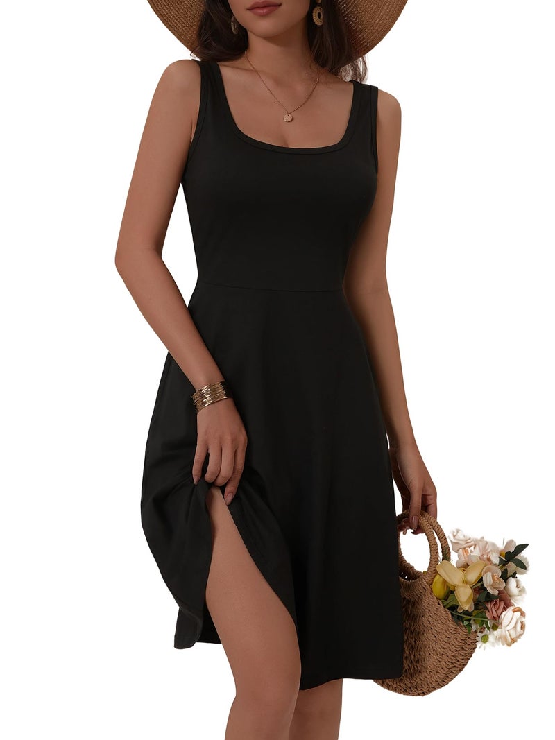 FENSACE Womens Summer Dresses Sleeveless Graduation Vestidos para Mujer Funeral Work Dress(Black,Large) - Image 1